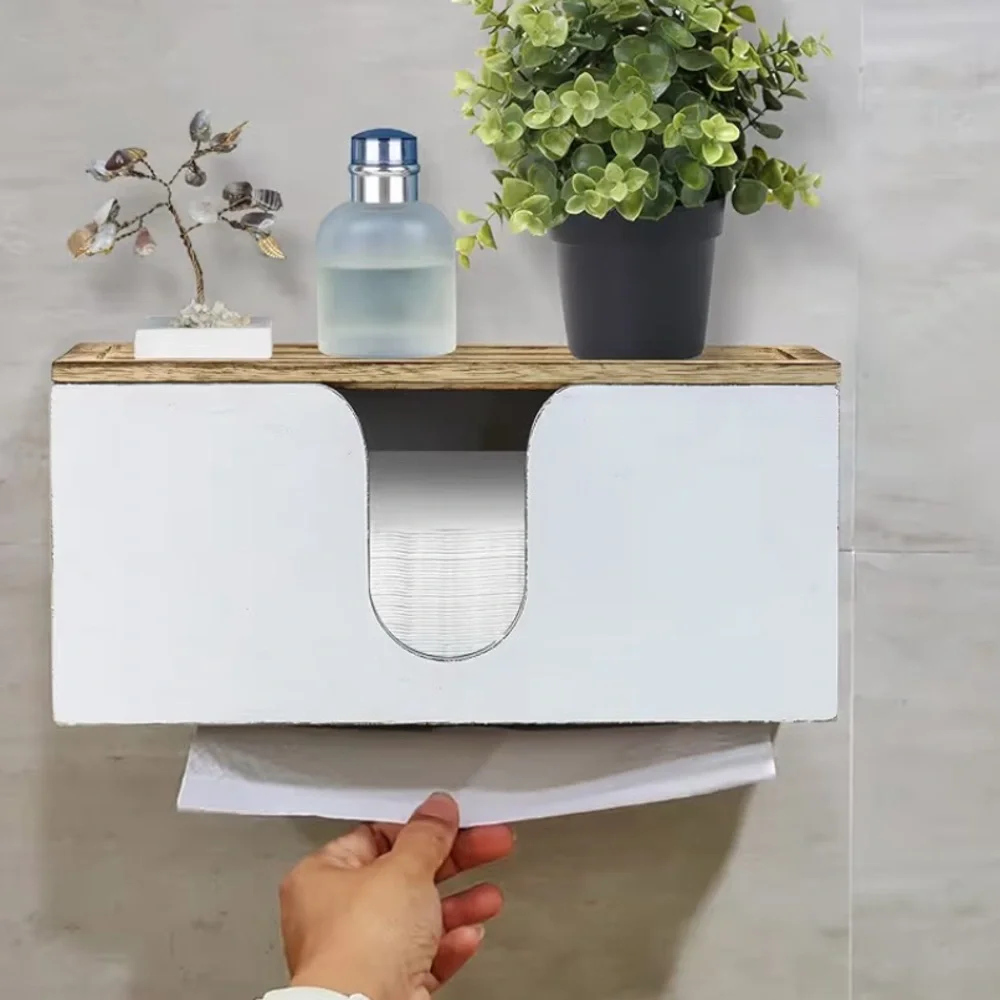 Solid Wood Paper Towel Dispenser Wall Mounted, Folded Paper Towel Holder